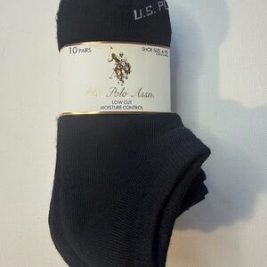 New U.S. Polo Assn. Black Low Cut Socks for Women Size 4-10 (5black,5white) (E2)